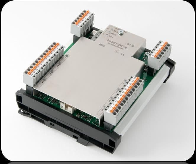 Evolution IAS I/O node on a DIN rail with detachable plugs per channel