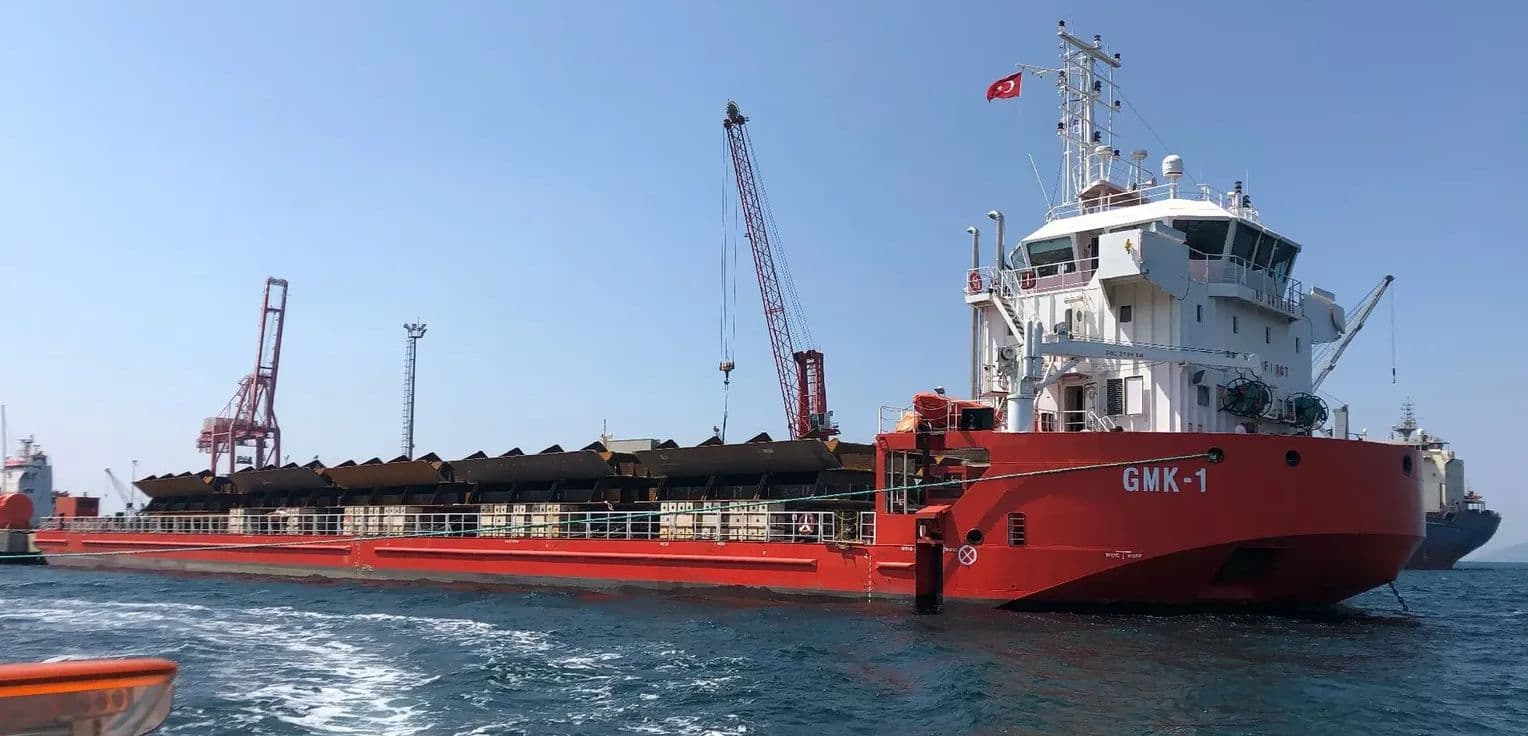 The deck cargo vessel MV Sofie A at sea